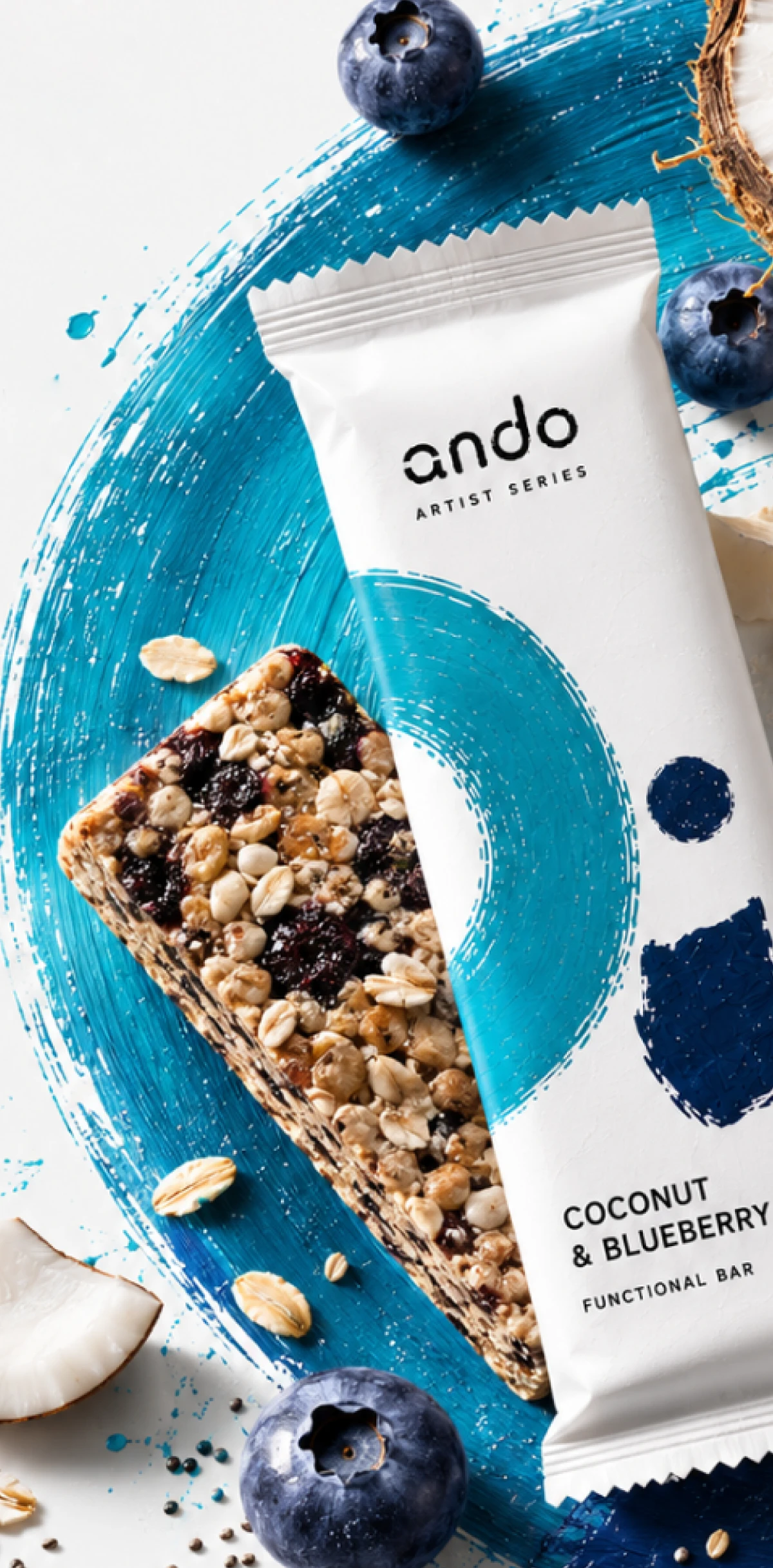 Coconut and Blueberry в голубой арт-композиции